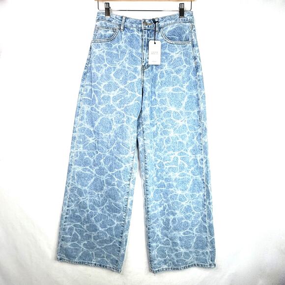 NWT Forever 21 High Rise Wide Leg Swirl Dye Jeans 27 - Picture 2 of 9